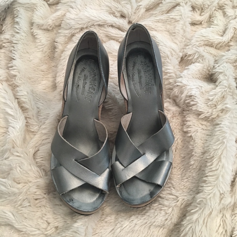 Kork-Ease silver wedge sandal
